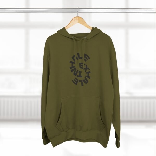 three panel fleece hoodie — "inhale & exhale, be energetic" motivational hoodie