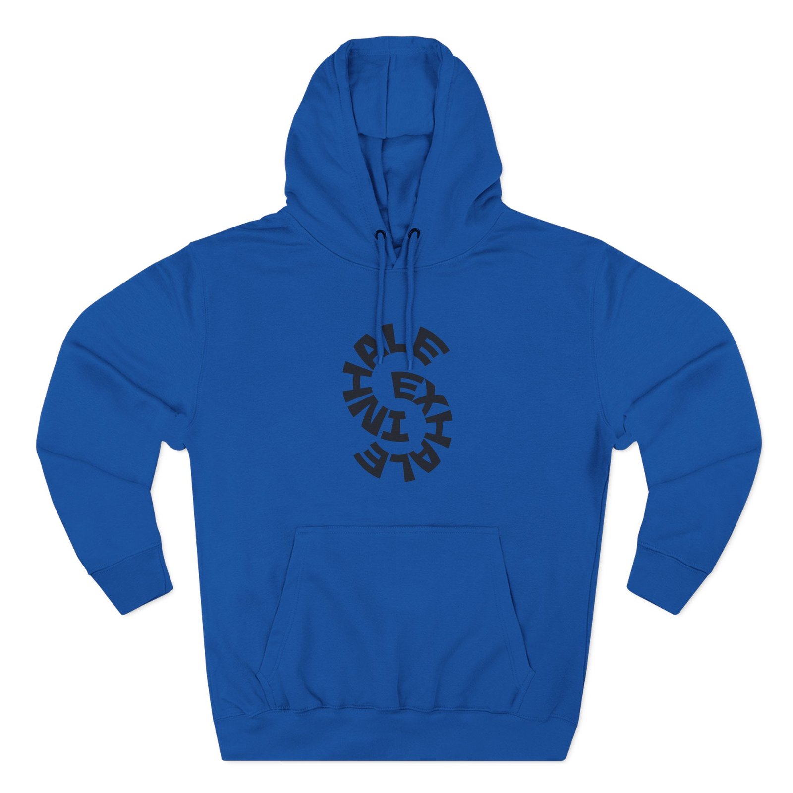 three panel fleece hoodie — "inhale & exhale, be energetic" motivational hoodie