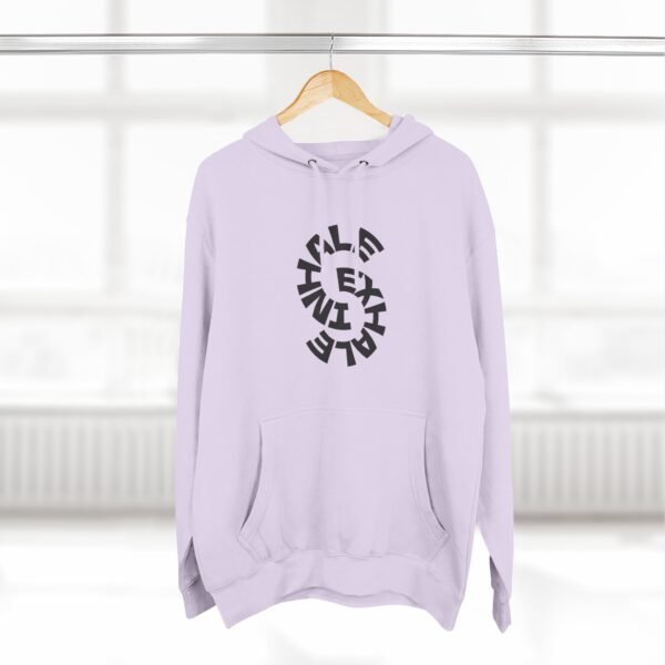 three panel fleece hoodie — "inhale & exhale, be energetic" motivational hoodie