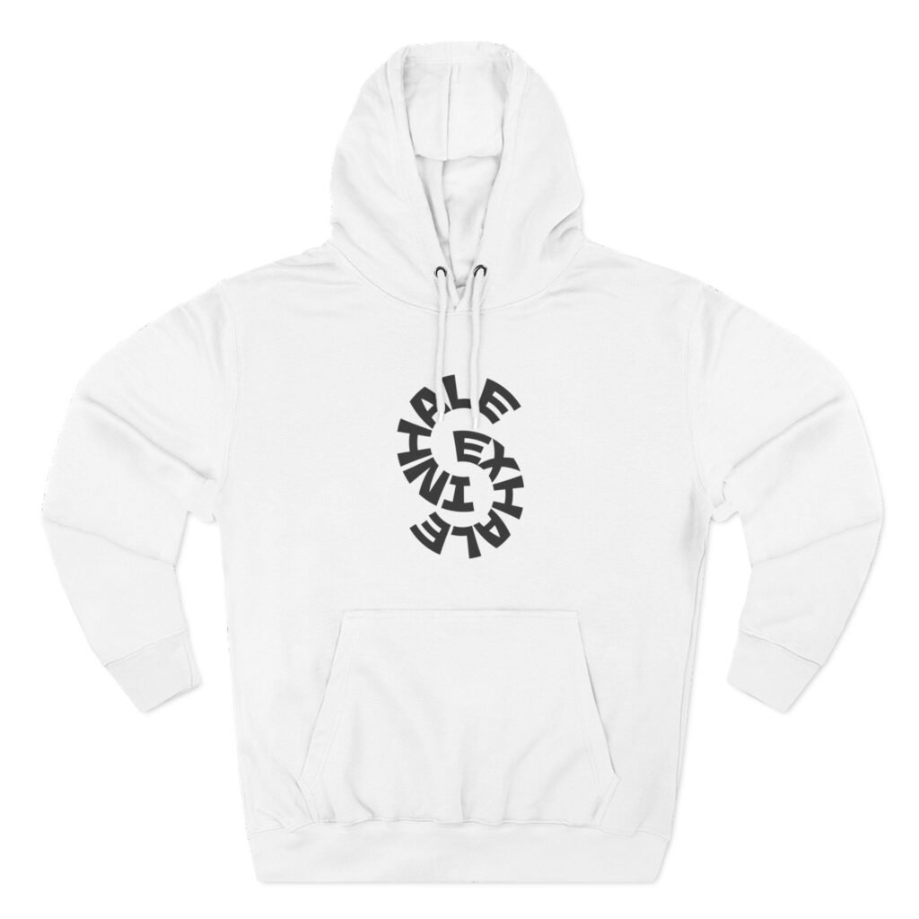 three panel fleece hoodie — "inhale & exhale, be energetic" motivational hoodie