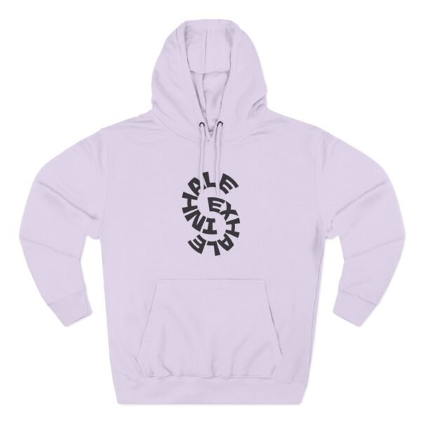 three panel fleece hoodie — "inhale & exhale, be energetic" motivational hoodie