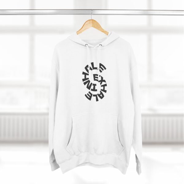 three panel fleece hoodie — "inhale & exhale, be energetic" motivational hoodie