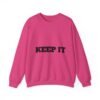 سويت شيرت برقبة دائرية بشعار رياضي - "حافظ على لياقتك... فقط حافظ على لياقتك"" fitness slogan crewneck sweatshirt — "keep it shirt...just keep the fittness up"