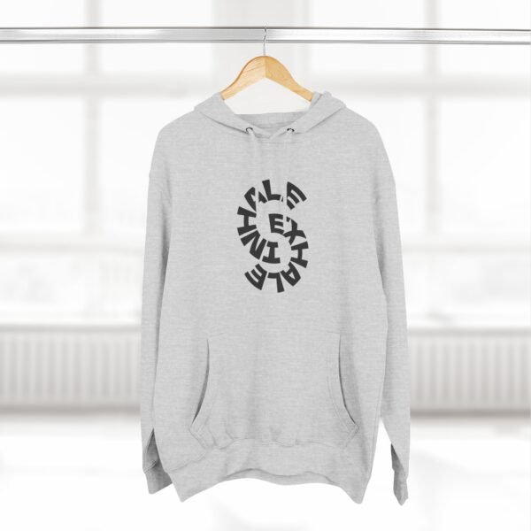 three panel fleece hoodie — "inhale & exhale, be energetic" motivational hoodie