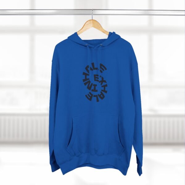 three panel fleece hoodie — "inhale & exhale, be energetic" motivational hoodie