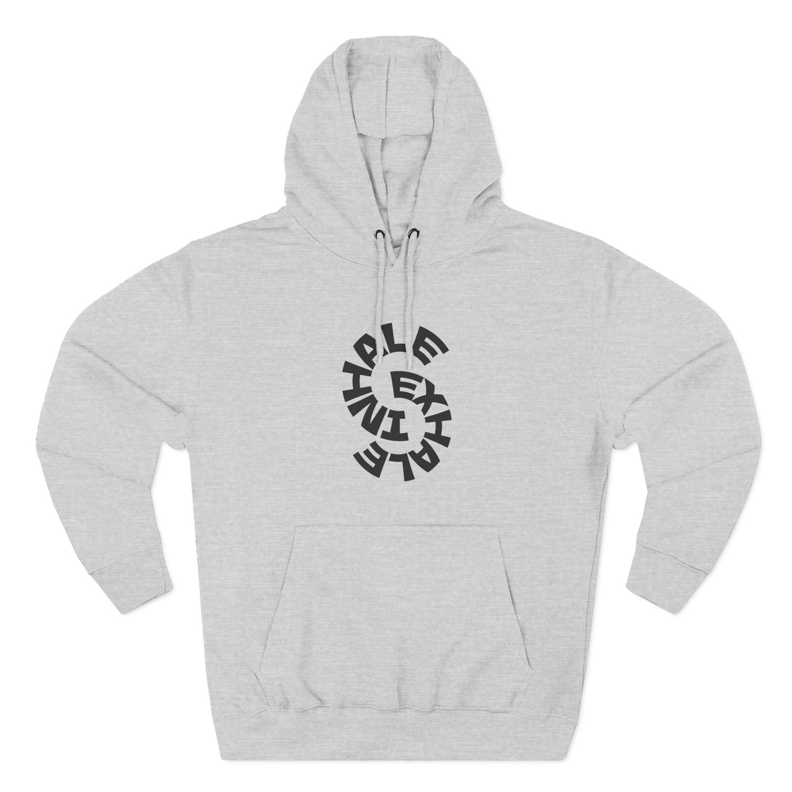 three panel fleece hoodie — "inhale & exhale, be energetic" motivational hoodie