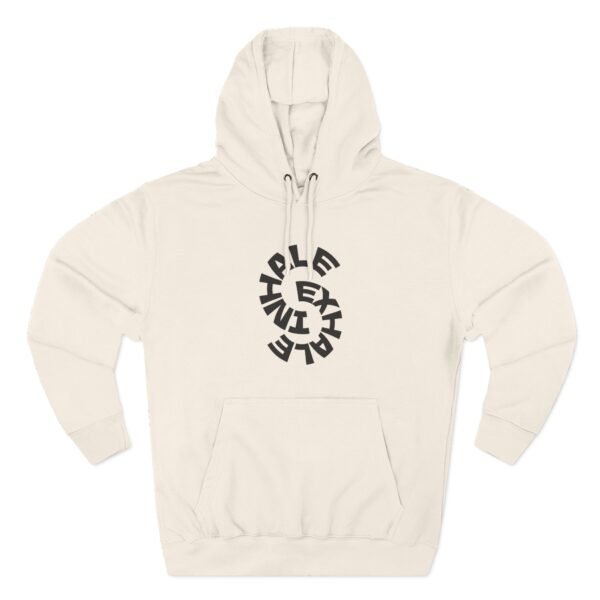three panel fleece hoodie — "inhale & exhale, be energetic" motivational hoodie