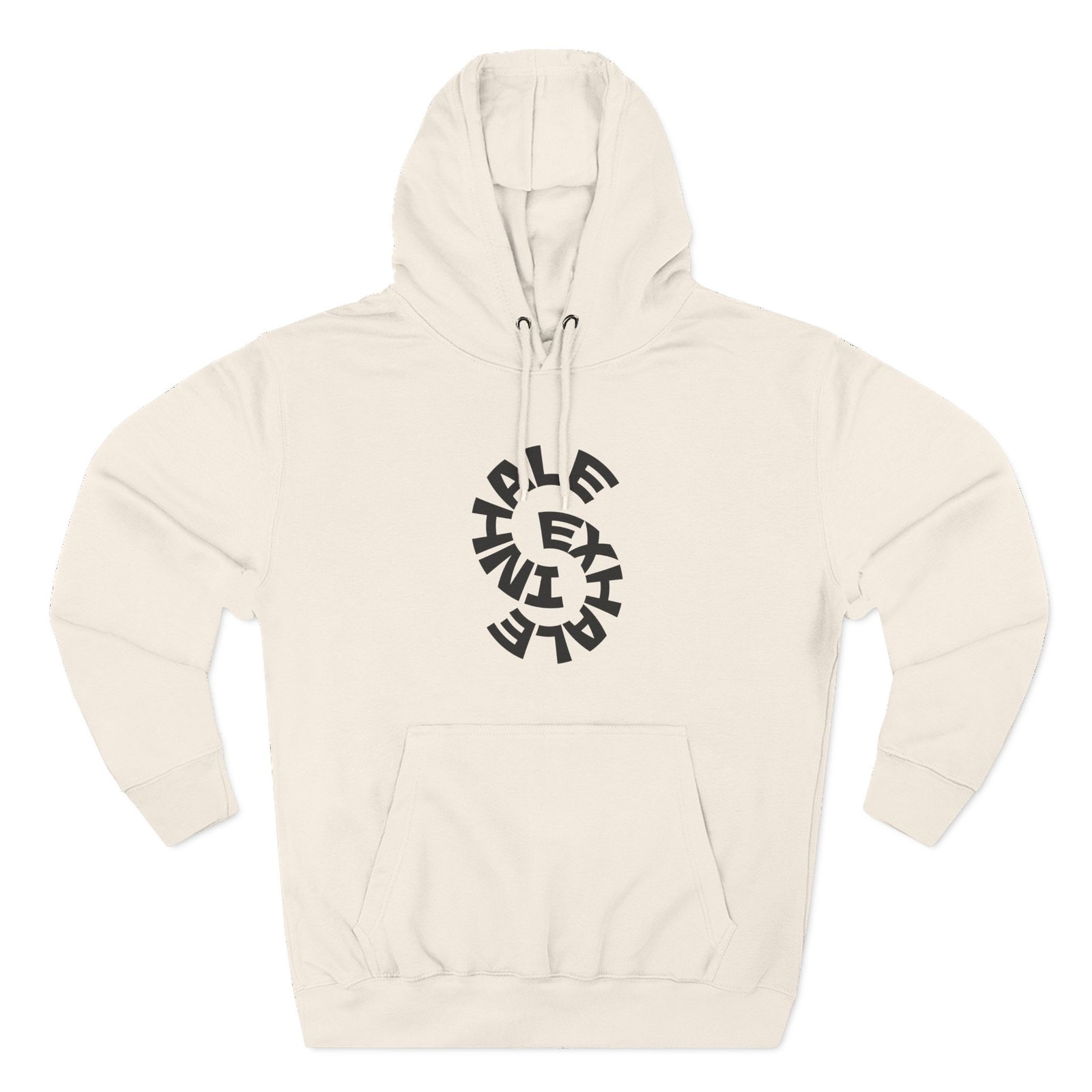 three panel fleece hoodie — "inhale & exhale, be energetic" motivational hoodie