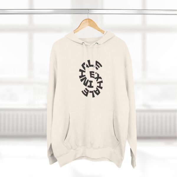 three panel fleece hoodie — "inhale & exhale, be energetic" motivational hoodie