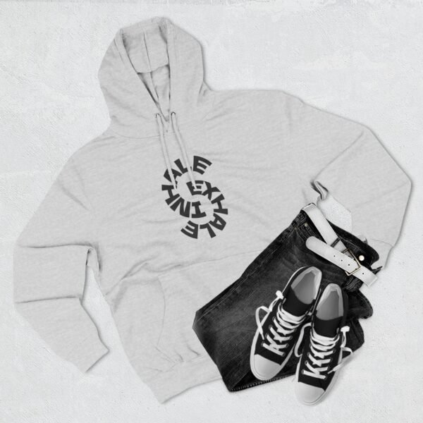 three panel fleece hoodie — "inhale & exhale, be energetic" motivational hoodie