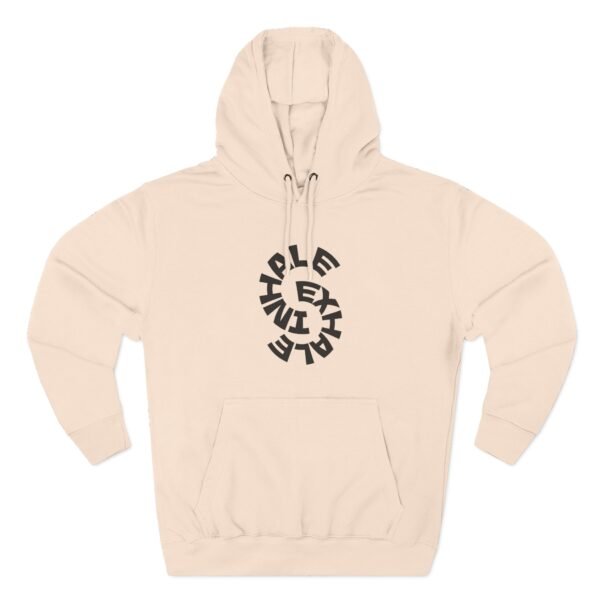 three panel fleece hoodie — "inhale & exhale, be energetic" motivational hoodie