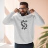 three panel fleece hoodie — "inhale & exhale, be energetic" motivational hoodie