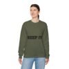 سويت شيرت برقبة دائرية بشعار رياضي - "حافظ على لياقتك... فقط حافظ على لياقتك"" fitness slogan crewneck sweatshirt — "keep it shirt...just keep the fittness up"