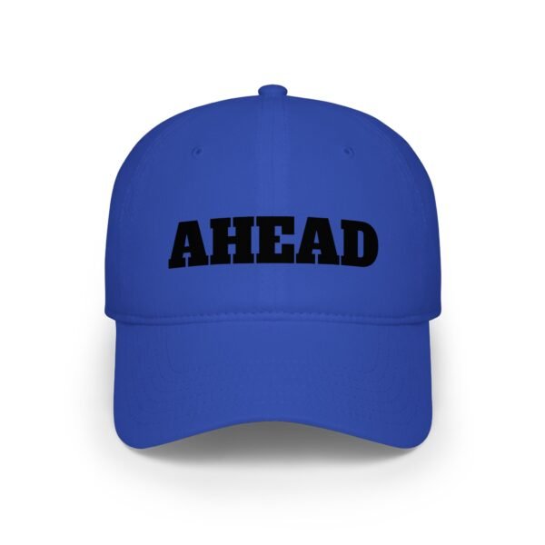 ahead embroidered low profile baseball cap – bold vintage lettering hat