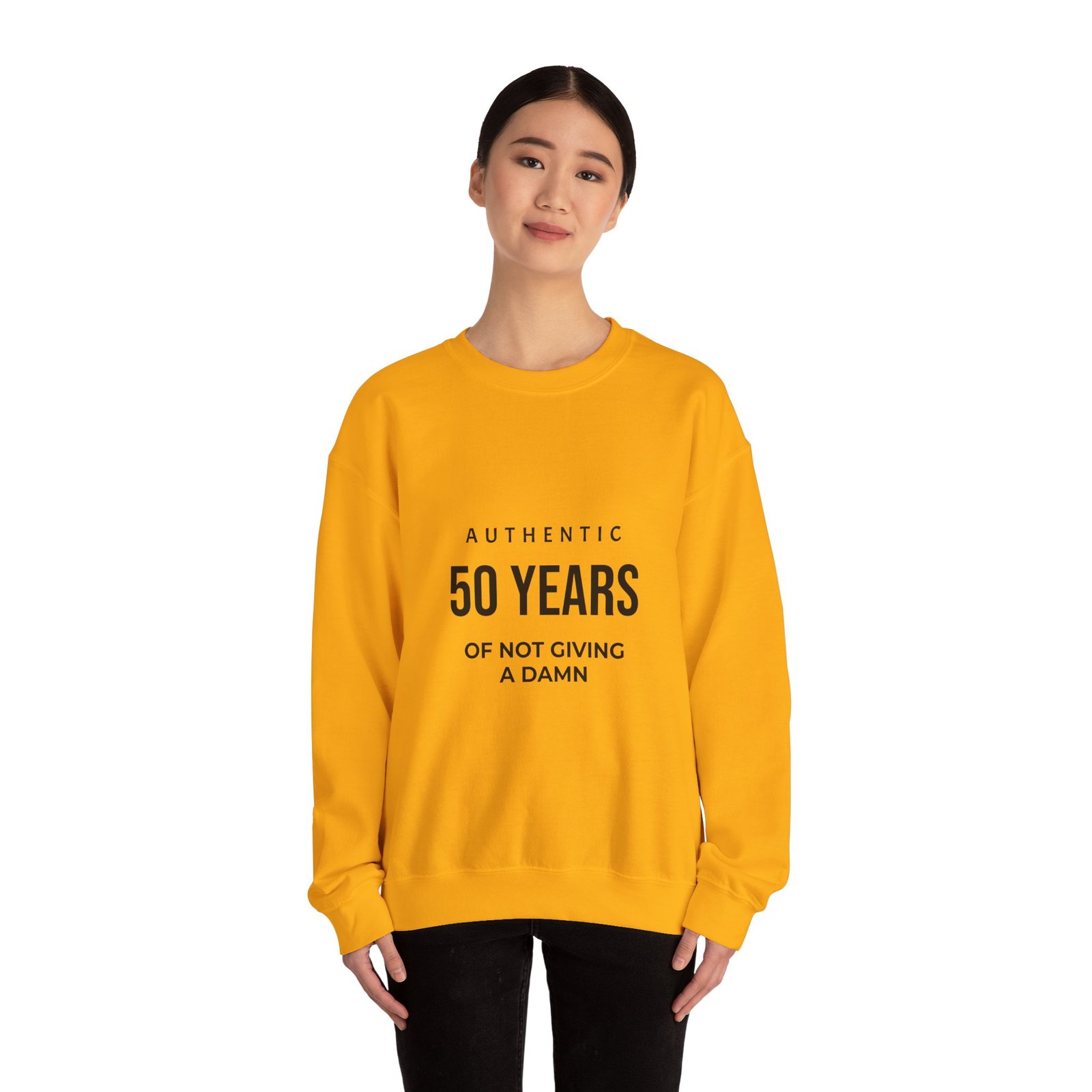 crewneck sweatshirt "authentic 50 years of not giving a damn" retro birthday shirt