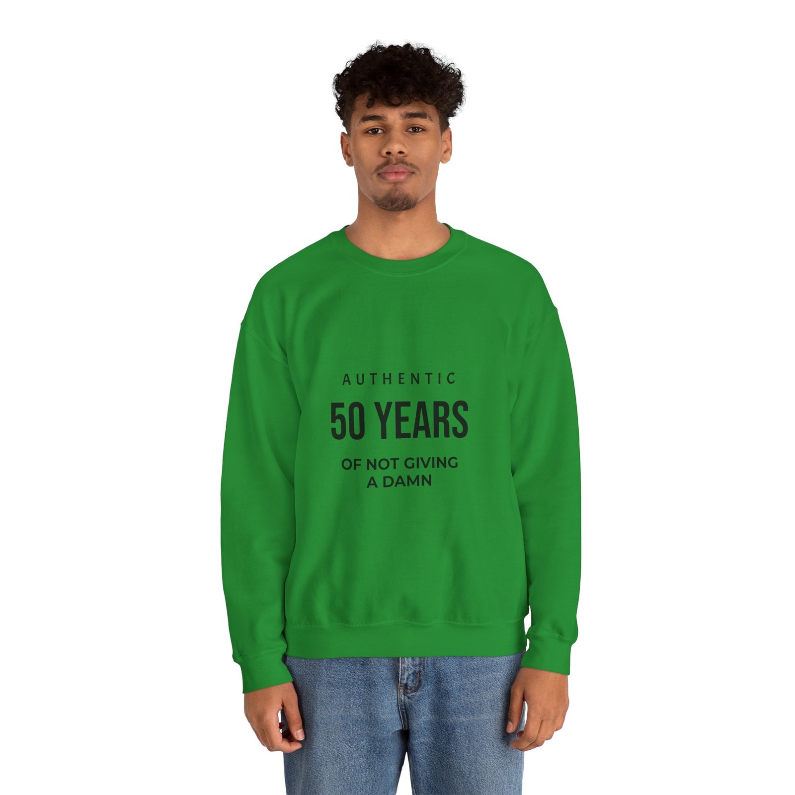 crewneck sweatshirt "authentic 50 years of not giving a damn" retro birthday shirt