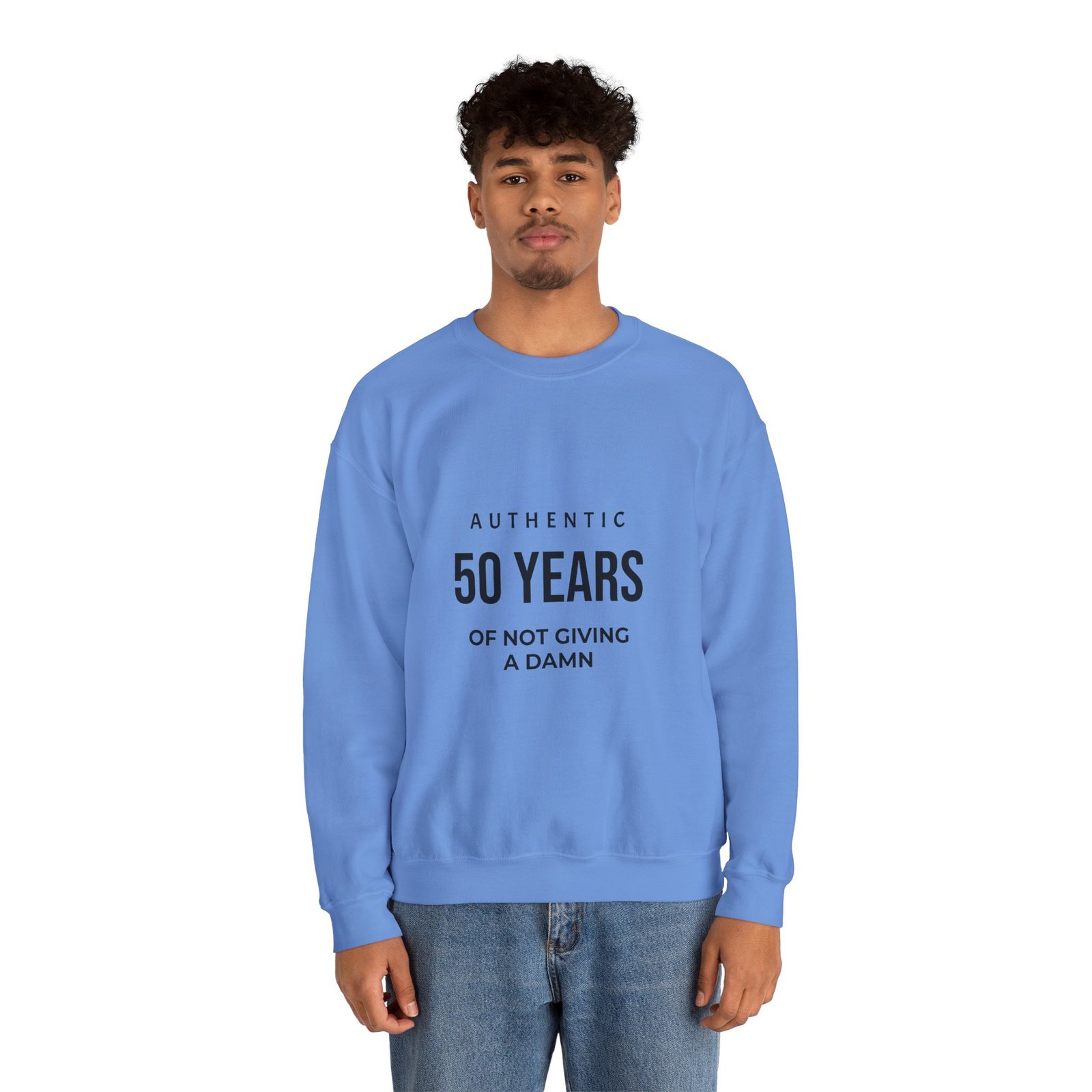 crewneck sweatshirt "authentic 50 years of not giving a damn" retro birthday shirt