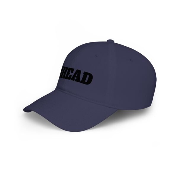 ahead embroidered low profile baseball cap – bold vintage lettering hat