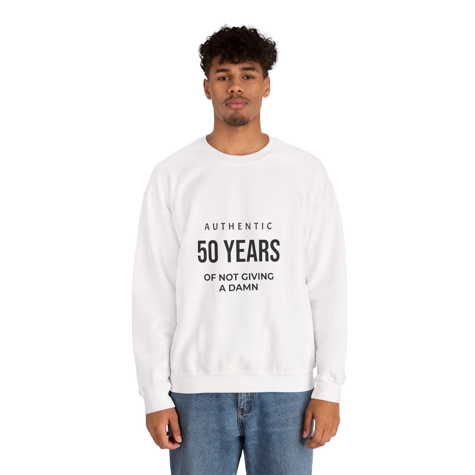 crewneck sweatshirt "authentic 50 years of not giving a damn" retro birthday shirt