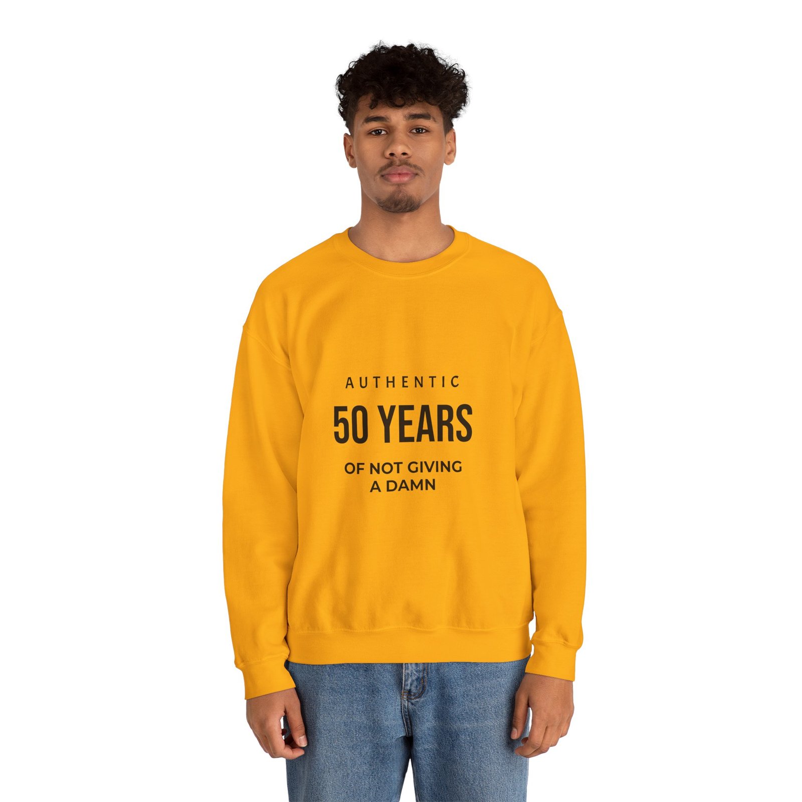 crewneck sweatshirt "authentic 50 years of not giving a damn" retro birthday shirt