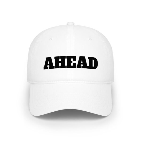 ahead embroidered low profile baseball cap – bold vintage lettering hat