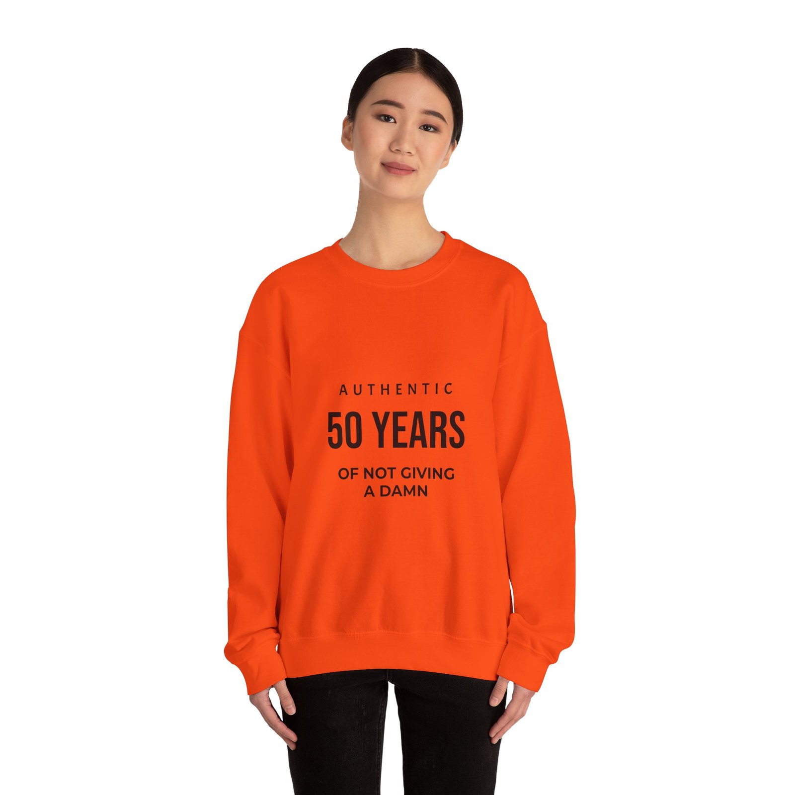 crewneck sweatshirt "authentic 50 years of not giving a damn" retro birthday shirt
