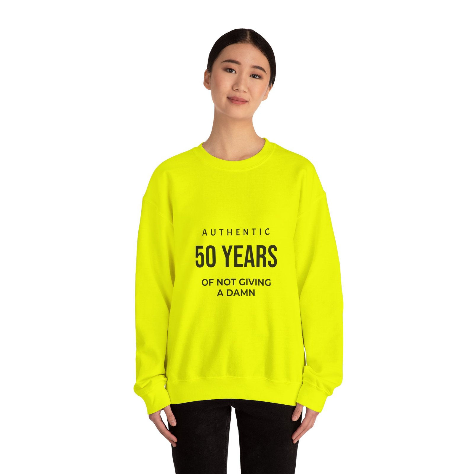 crewneck sweatshirt "authentic 50 years of not giving a damn" retro birthday shirt