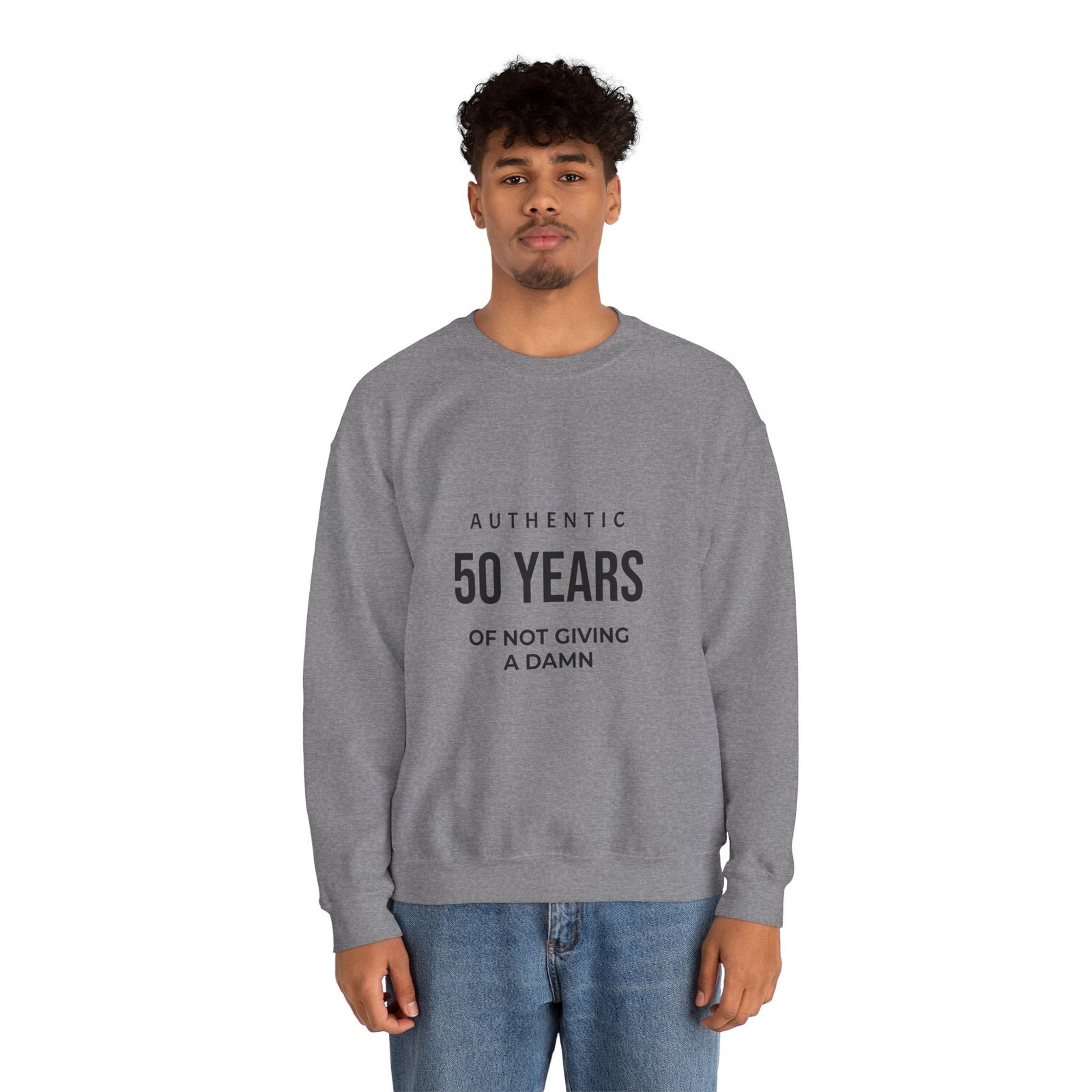 crewneck sweatshirt "authentic 50 years of not giving a damn" retro birthday shirt