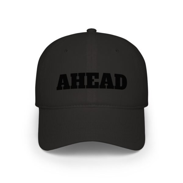 ahead embroidered low profile baseball cap – bold vintage lettering hat