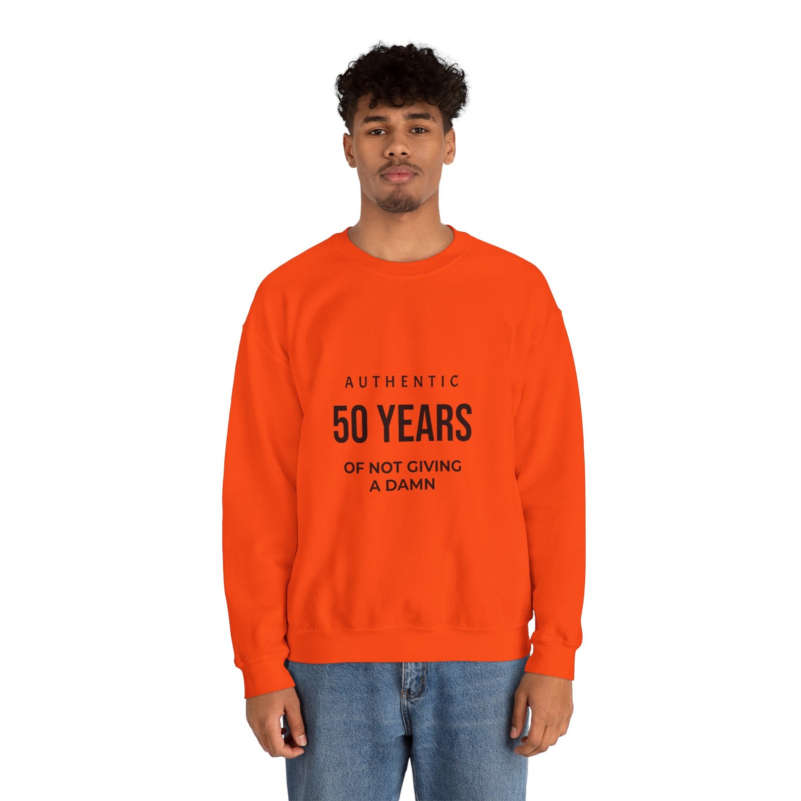 crewneck sweatshirt "authentic 50 years of not giving a damn" retro birthday shirt