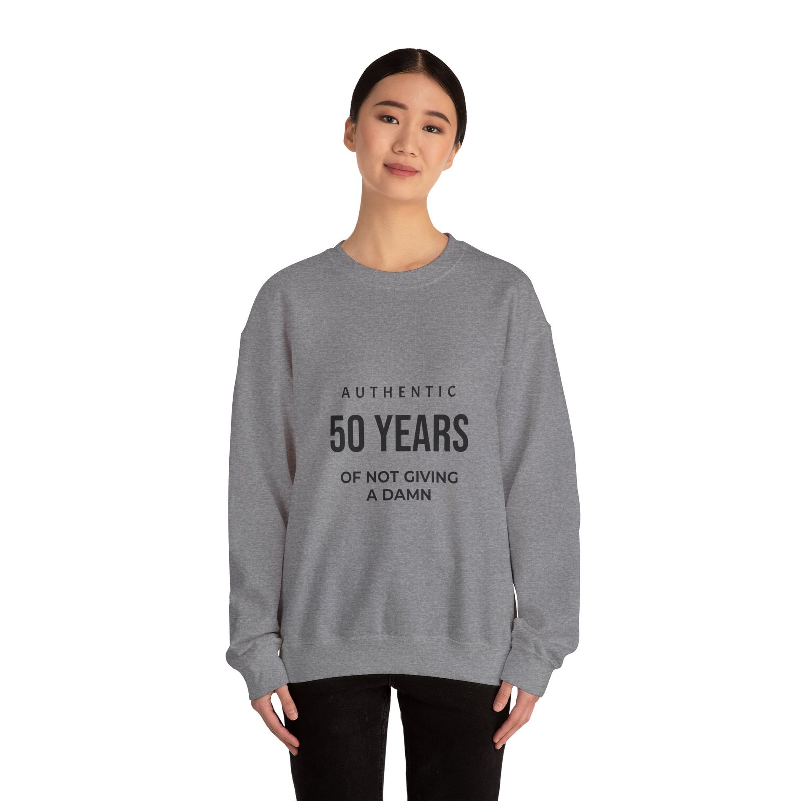 crewneck sweatshirt "authentic 50 years of not giving a damn" retro birthday shirt