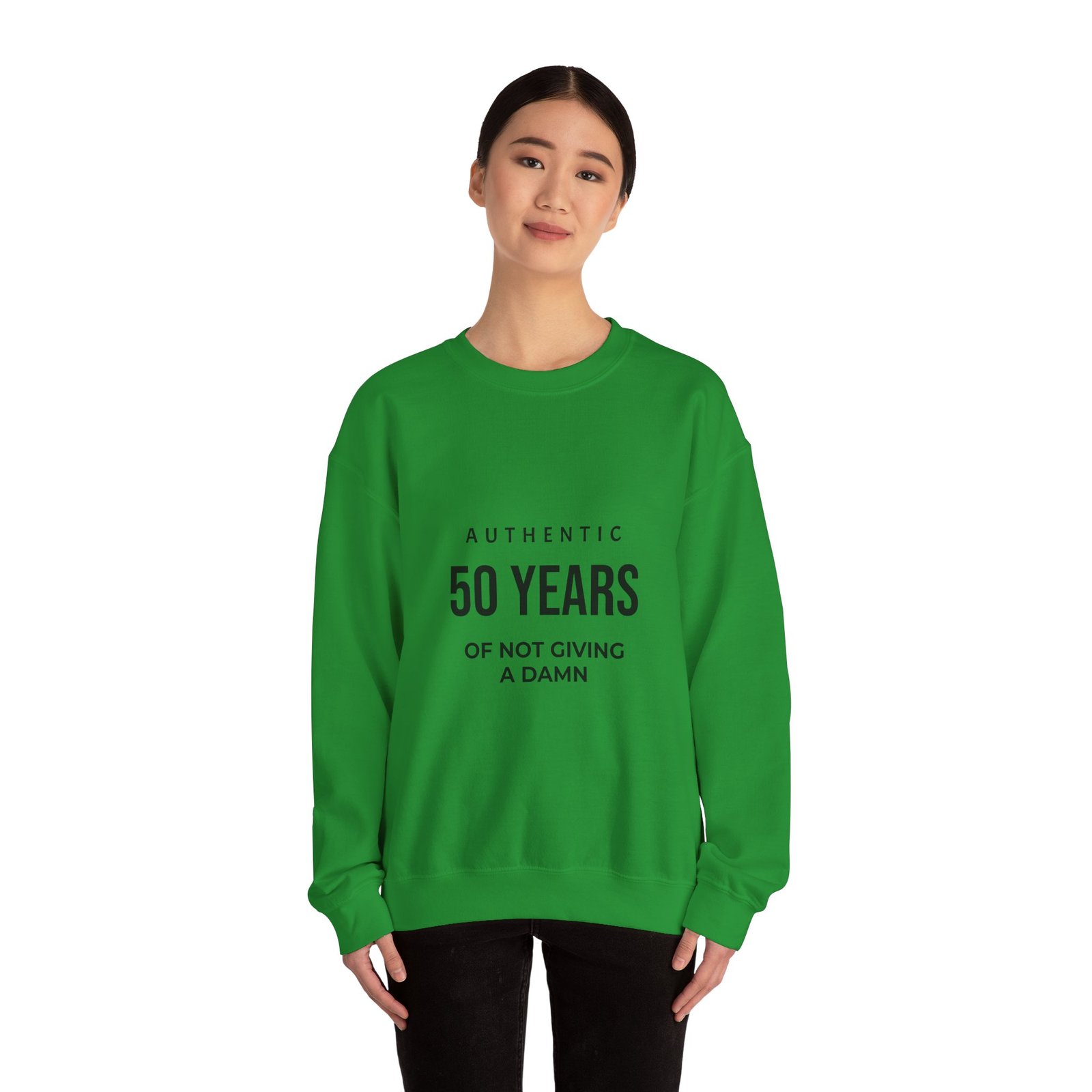crewneck sweatshirt "authentic 50 years of not giving a damn" retro birthday shirt