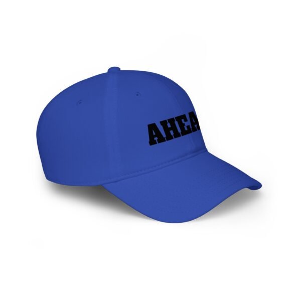 ahead embroidered low profile baseball cap – bold vintage lettering hat