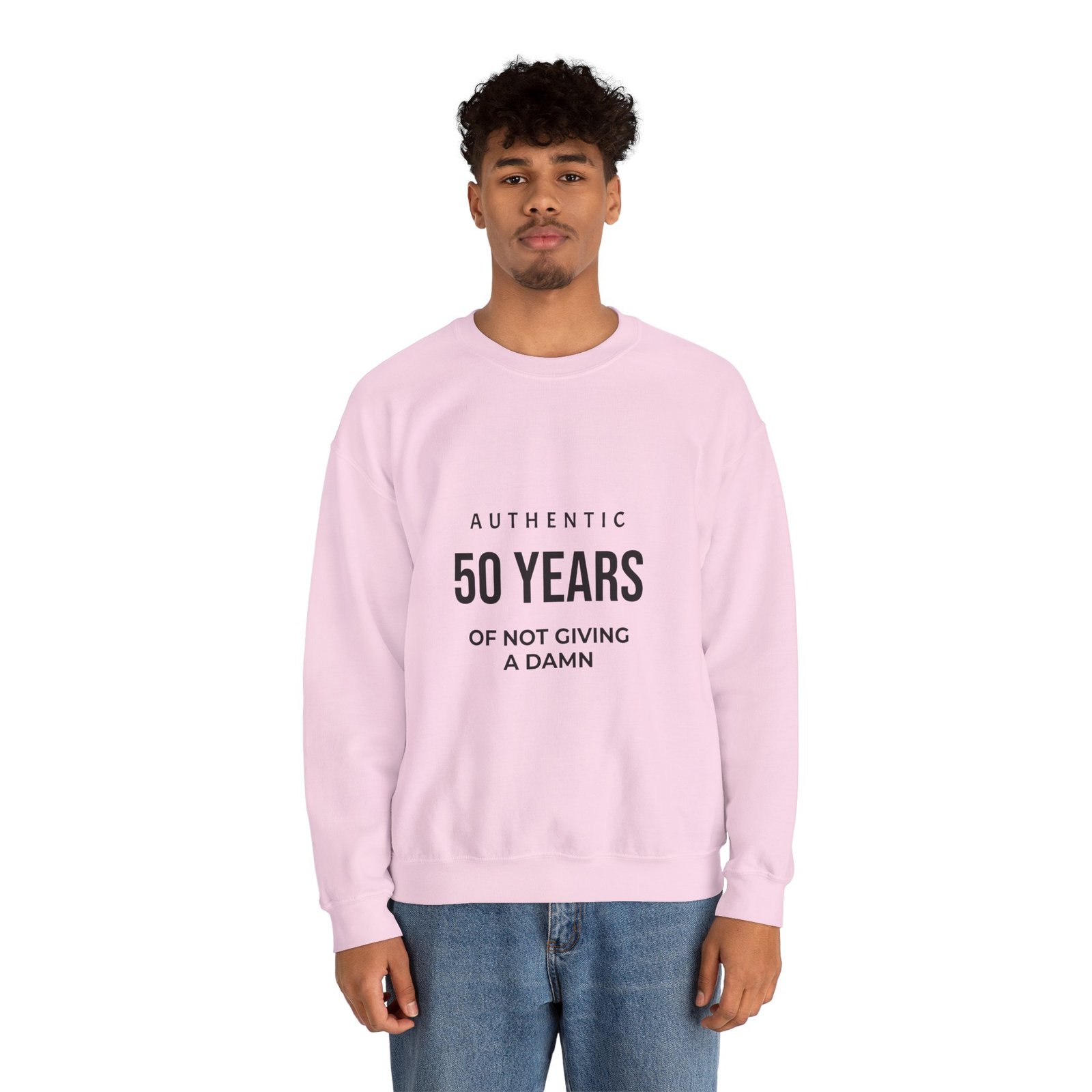 crewneck sweatshirt "authentic 50 years of not giving a damn" retro birthday shirt