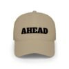 ahead embroidered low profile baseball cap – bold vintage lettering hat