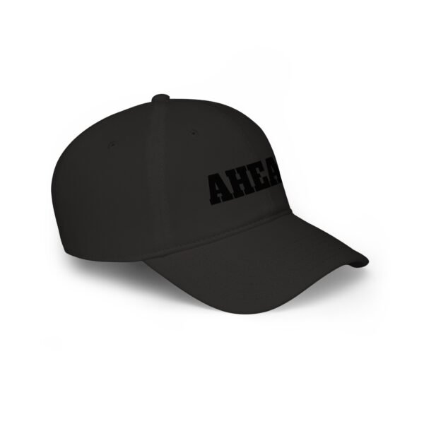 ahead embroidered low profile baseball cap – bold vintage lettering hat