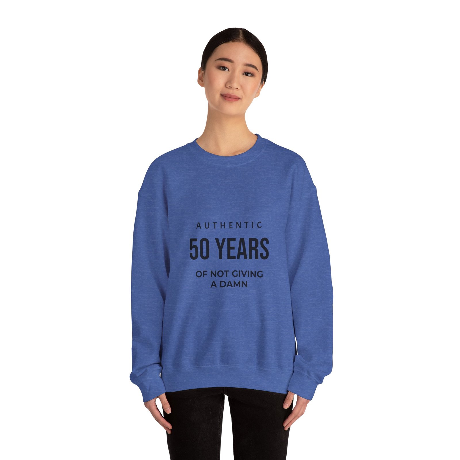 crewneck sweatshirt "authentic 50 years of not giving a damn" retro birthday shirt