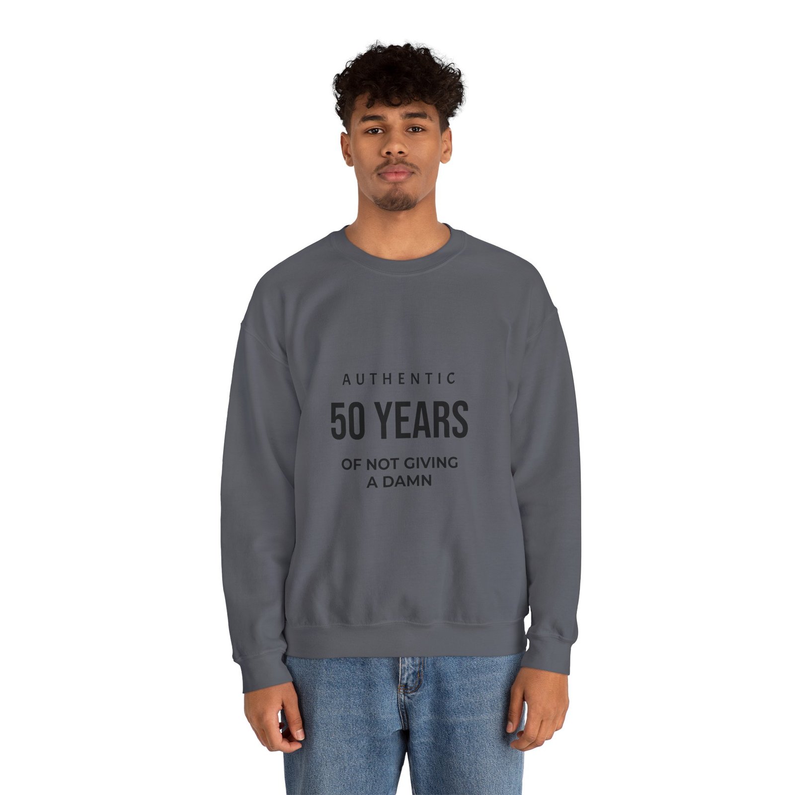crewneck sweatshirt "authentic 50 years of not giving a damn" retro birthday shirt