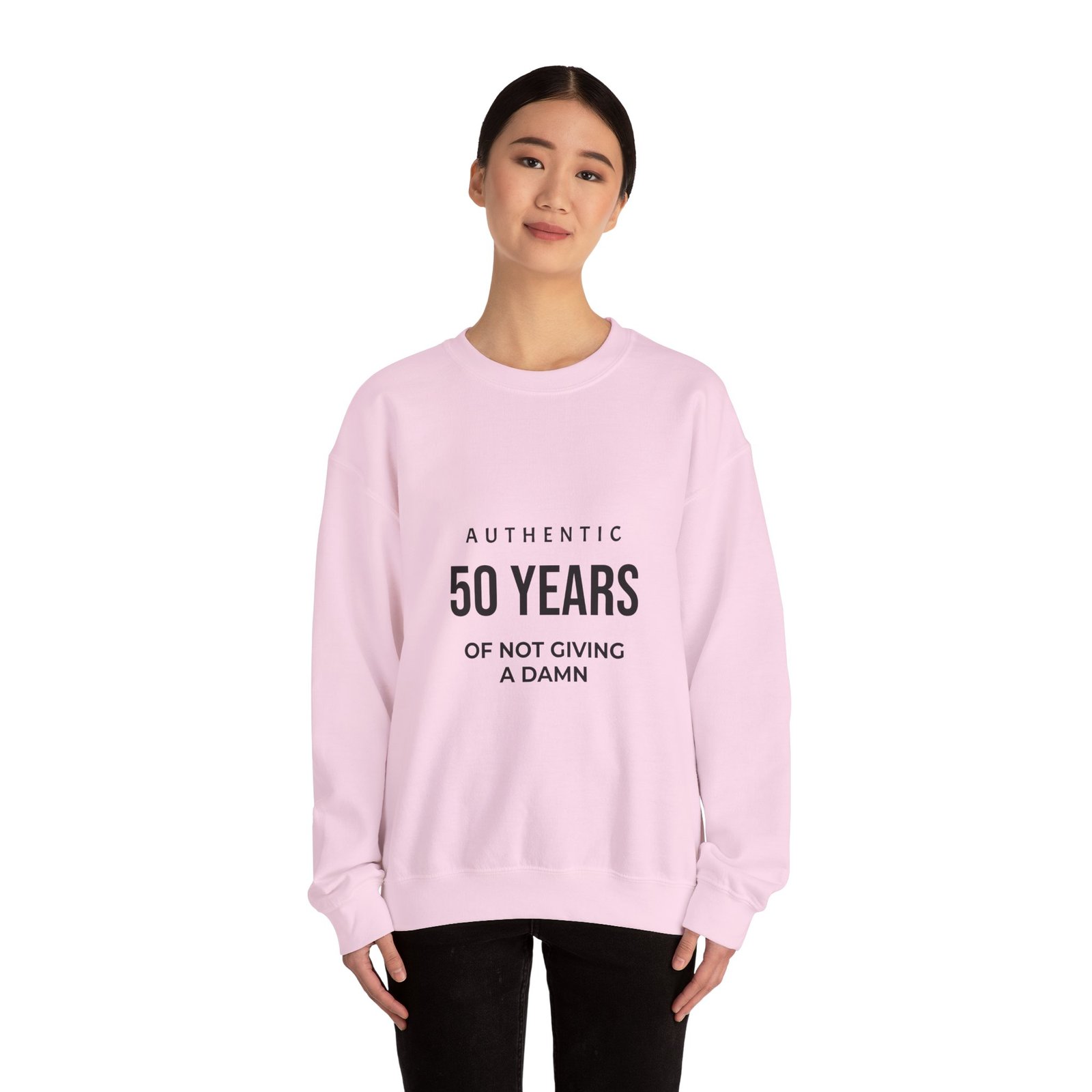 crewneck sweatshirt "authentic 50 years of not giving a damn" retro birthday shirt