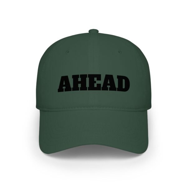 ahead embroidered low profile baseball cap – bold vintage lettering hat