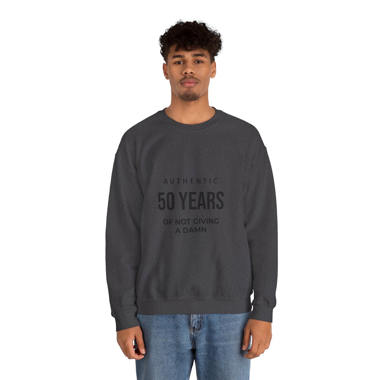 crewneck sweatshirt "authentic 50 years of not giving a damn" retro birthday shirt