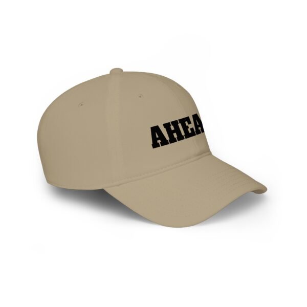 ahead embroidered low profile baseball cap – bold vintage lettering hat