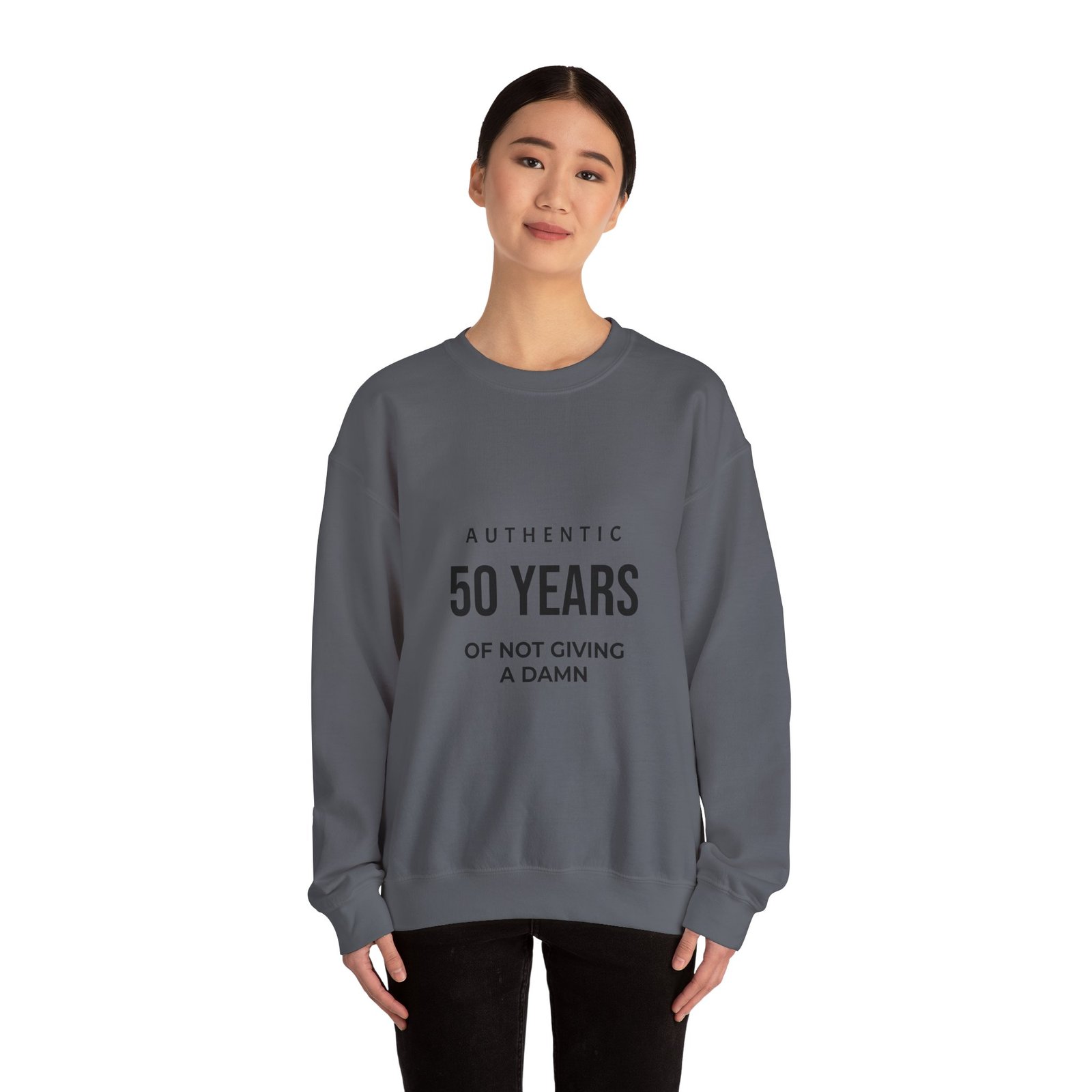 crewneck sweatshirt "authentic 50 years of not giving a damn" retro birthday shirt