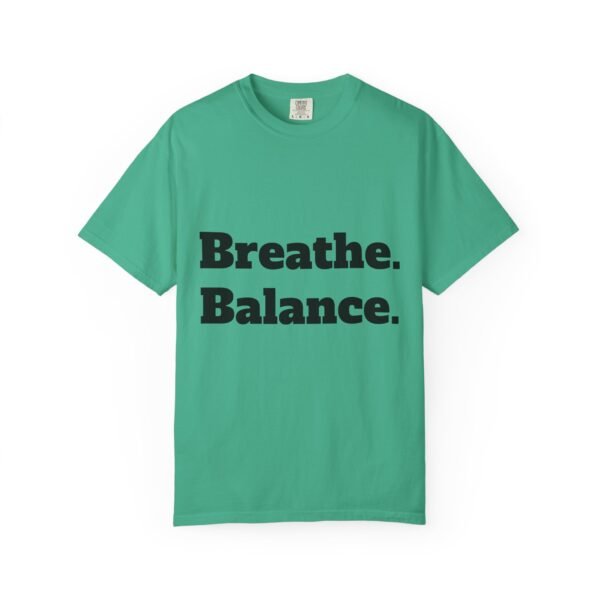 تيشيرت يوغا فاخر. تنفس. توازن. كن. high premium breathe. balance. become. yoga t shirt