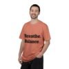 تيشيرت يوغا فاخر. تنفس. توازن. كن. high premium breathe. balance. become. yoga t shirt