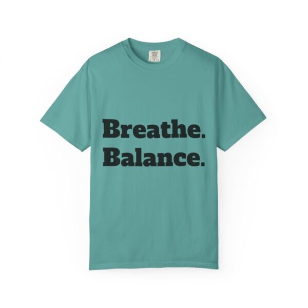 تيشيرت يوغا فاخر. تنفس. توازن. كن. high premium breathe. balance. become. yoga t shirt