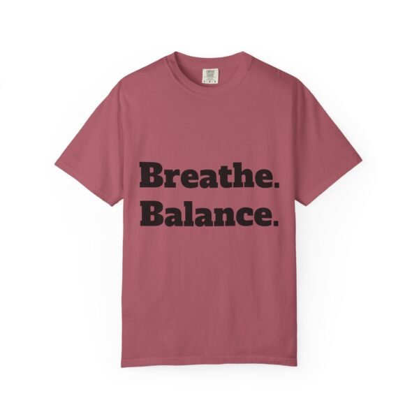 تيشيرت يوغا فاخر. تنفس. توازن. كن. high premium breathe. balance. become. yoga t shirt